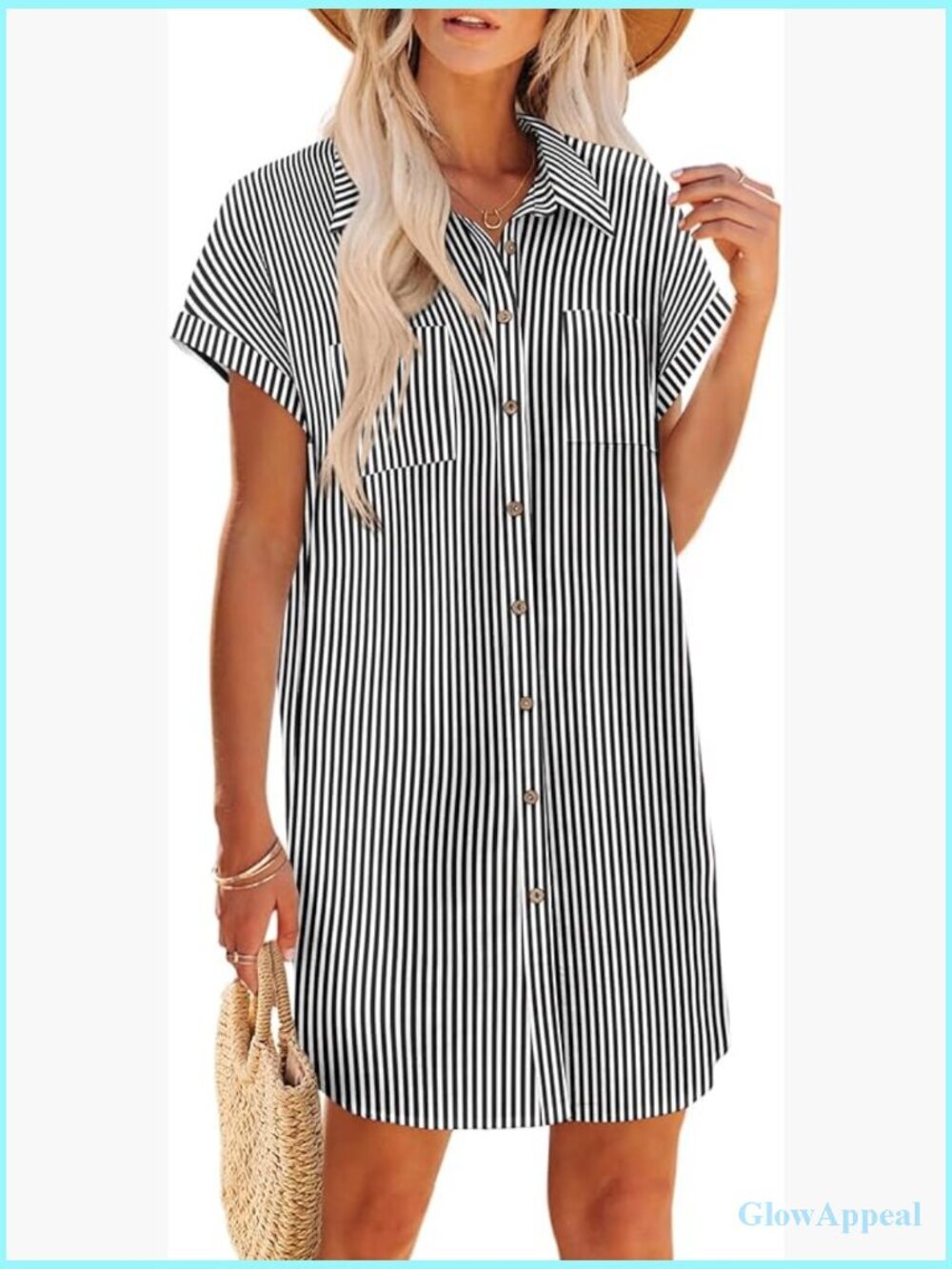 Cotton Button Down Short Sleeve Tshirt Dress Casual Mini Beach Dress